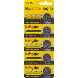 Элемент питания Navigator 94765 NBT-CR2032-BP5